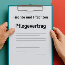 Zwei Hände halten gemeinsam ein Pflegeformular – Symbolbild für Rechte und Pflichten in der Pflege.